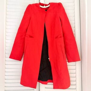 Zara Classic Fitted Coat in Bright Orange